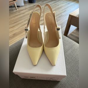 Christian Dior patent heels in off-white